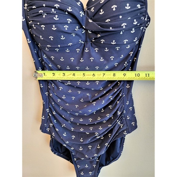 Nip Tuck Slimming Tummy Control Nautical Navy One Piece Swimsuit - Size 4 - Picture 8 of 15